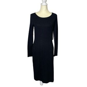 NWT Tribal Classic Black Shimmer Knit Dress XS Long Sleeve Open Back Cocktail